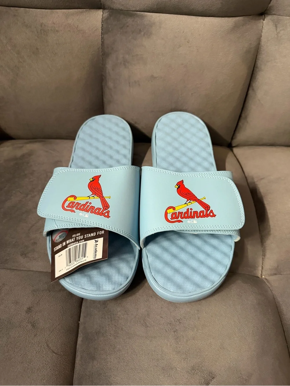 Islides St. Louis Cardinals Light Blue Size 9 Men Slides NWT in Packaging